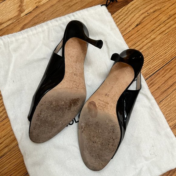 Manolo Blahnik Patent Leather Peep Toe Slingback - Picture 5 of 5